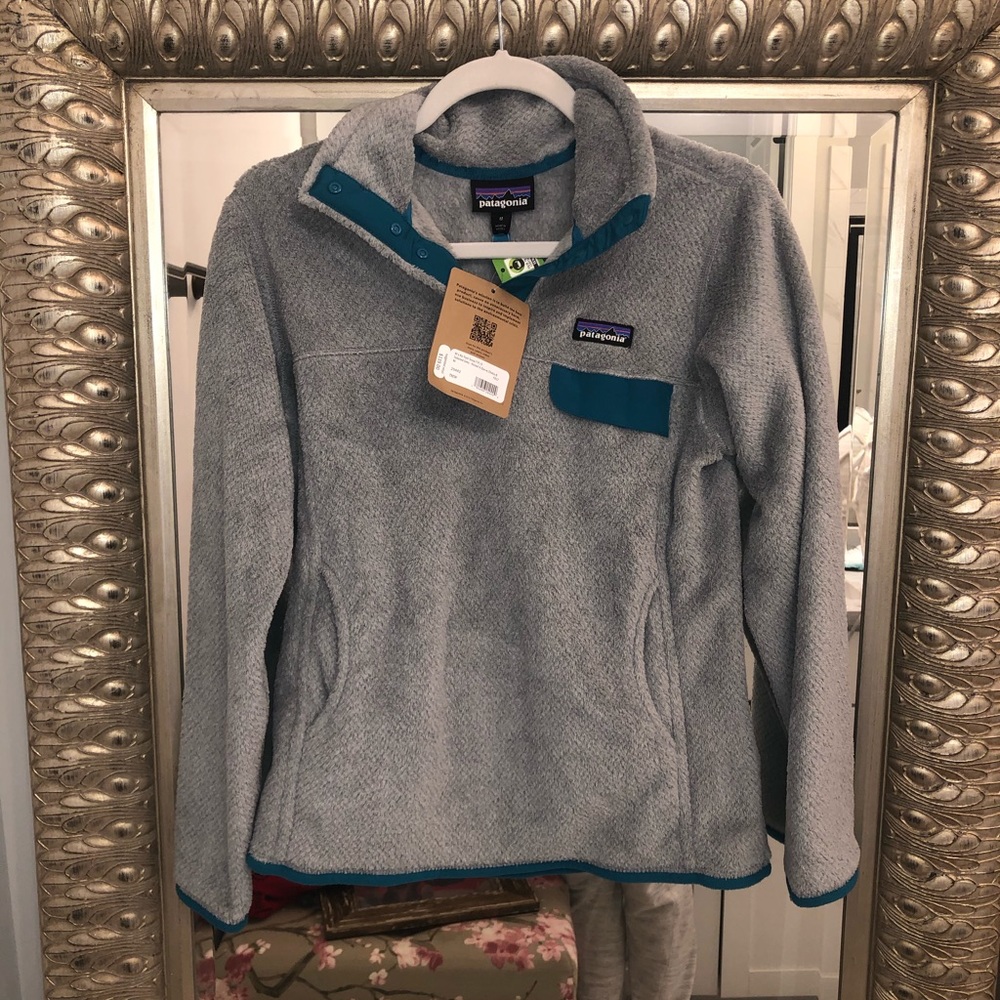 Patagonia Re-Tool Grey w/ Turquoise Medium NWT